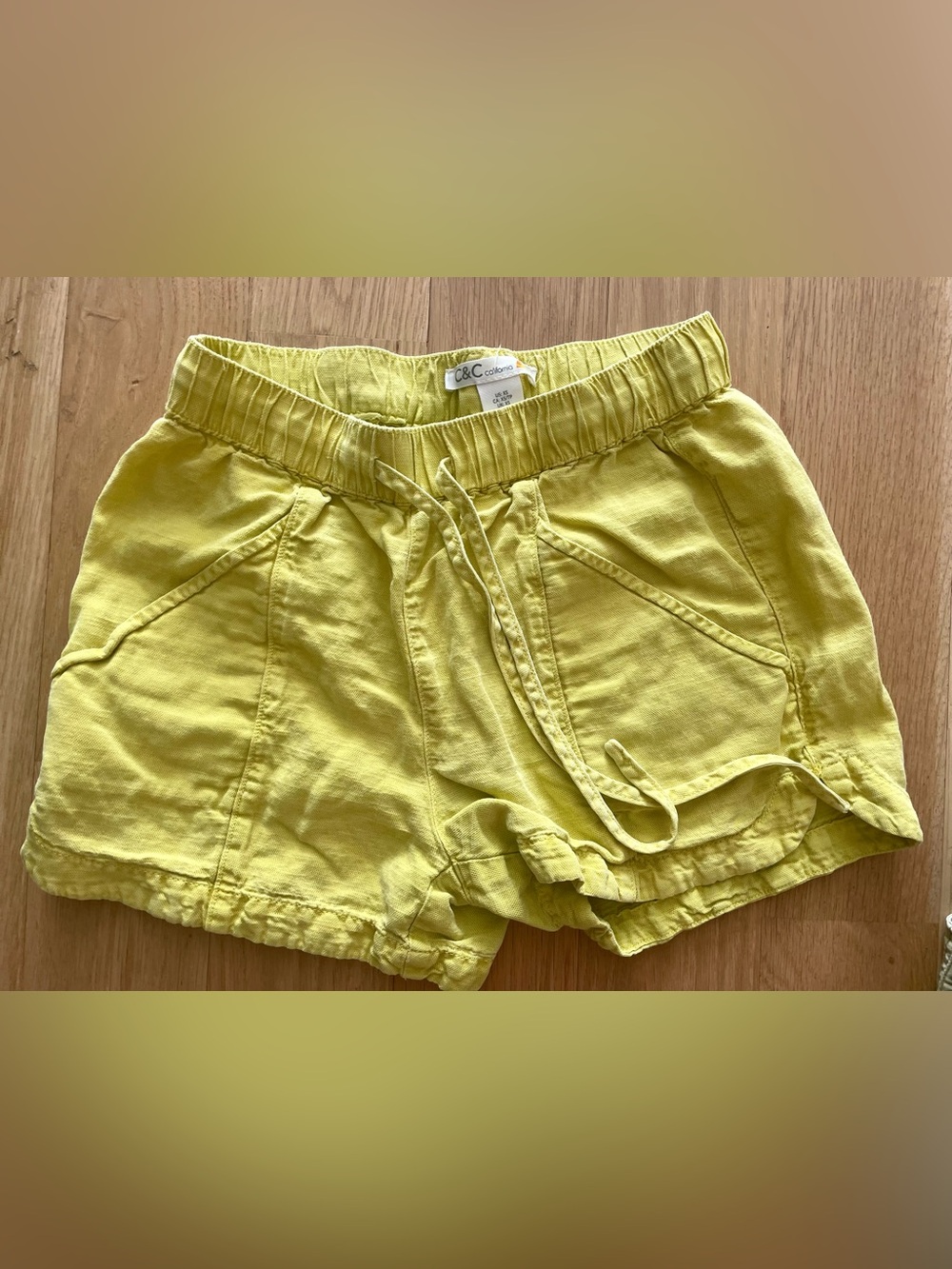 C&C California Women's chartreuse Drawstring Linen Shorts